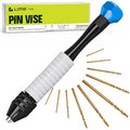 Craft911 Manual Craft Drill Sharp HSS Micro Mini Twist Drill Bits Set, Pin Vise Hand Drill for Jewelry Making; Small Hand Drill for Resin, Rotary Tools for Wood, Jewelry, Plastic, Miniature - Blue