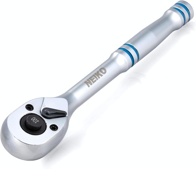 NEIKO 03115A 1/4 Inch Ratchet Wrench, 100-Tooth Reversible Ratchet, 3.6 Degree, Quick Release 1/4 Drive Ratchet, 6" Handle Ratchet, Oval Head Socket Wrench, CR-V Steel Quarter Inch Rachet Wrench