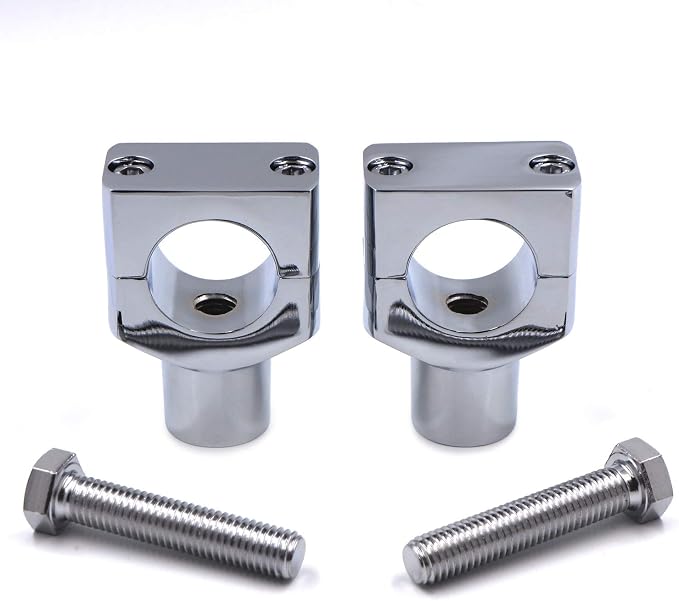 HongK- Chrome 1.25" Motorcycle 31.25mm Handlebar Riser Clamp Compatible with H-D Cruisers Choppers [P/N: MT030-008-1.25"]