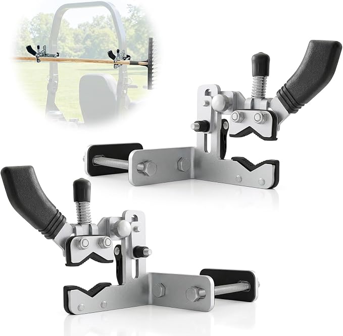 FREEKIT® 2Pack Zero Turn Mower Trimmer Holder, One Touch Quick Tool Access | Adjustable Rail for Multiple Tool. Rubber & Shock Spring-Protection. Quick Clamp-Lift Knob&Lock Wrench.Fit 1-3/4"~2-1/4" ROPS