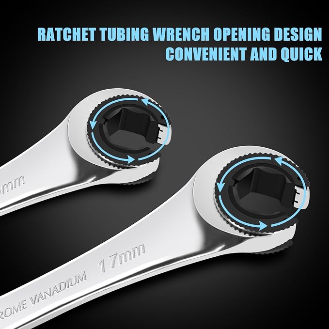 LOSCHEN 12pcs/set 8-19mm Metric Ratcheting Wrench Combination Wrench Set with 72 Teeth, Chrome Vanadium Steel Tubing Ratchet Spanner（US and European Patents）
