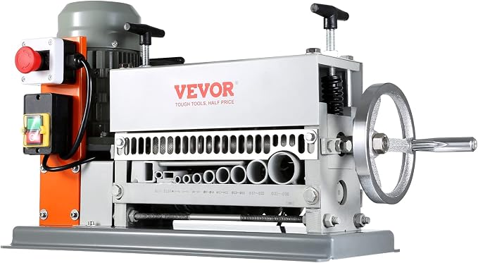 VEVOR Electric Wire Stripping Machine, 0.06''-1.42'' Automatic Wire Stripper Machine, 370 W, 88 ft/min Wire Stripper with An Extra Manual Crank, 11 Channels Electric Wire Stripper, Copper Stripper