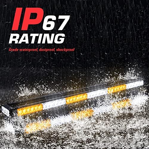 LINKITOM 37.5" 78 LED Strobe Flashing Light Bar Heavy Duty, Amber/White