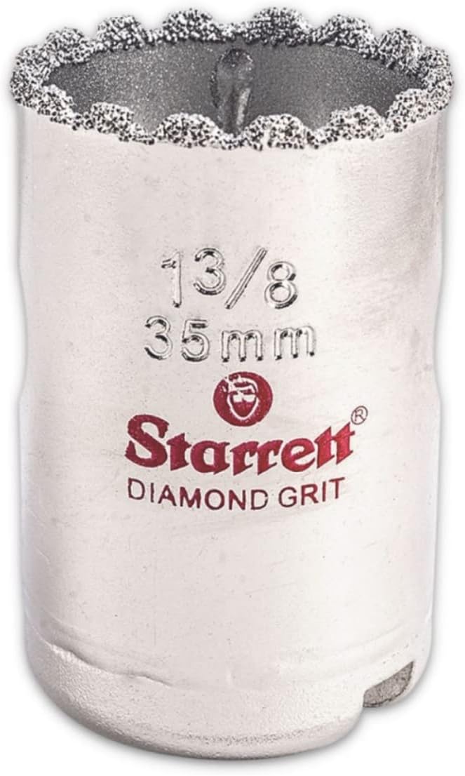 Starrett Diamond Grit Hole Saw 1-3/8" Dia, 1-5/8" Cutting Depth | Ideal For Small Diameter Drilling, 5/8-18 Thread, XA2 Or XA10 Arbor Type, Silver Finish, KD0138-N