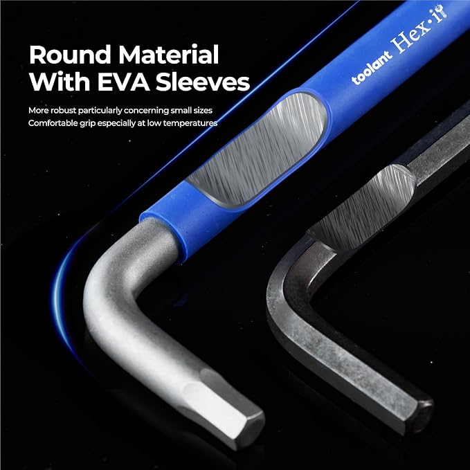 toolant Metric Allen Wrenches Sets 9pcs, Extra Long Arm Allen Key Set with Ball End, Crafted Hex Key Set with Color Coded Sleeves, Unique Patented Holder Design for Magnetizing and Demagnetizing