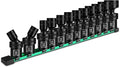 BLACKROBOT 3/8" Drive Shallow Universal Impact Socket Set, 12PCS 6 Point Metric Swivel Socket set(10-22mm), CR-MO Steel, Includes Storage Rail