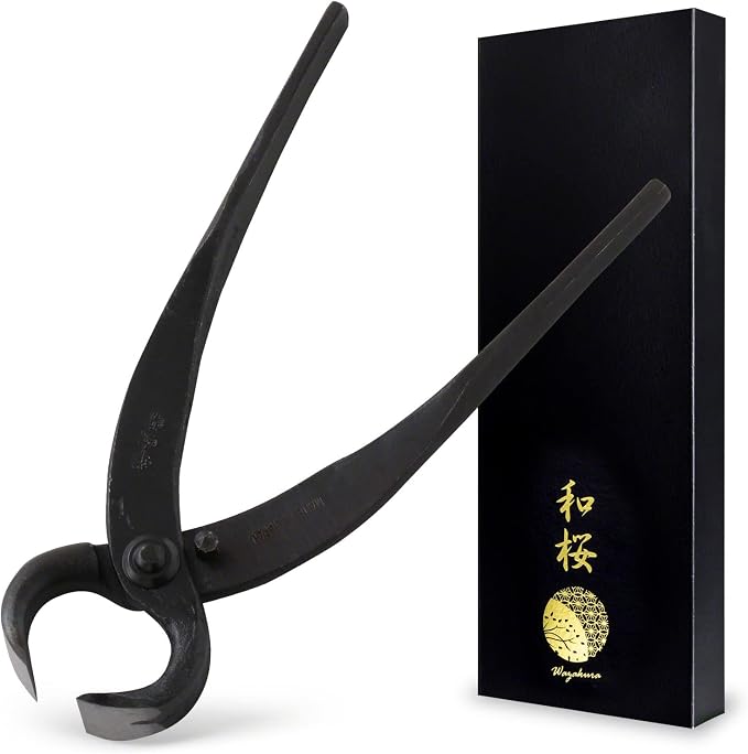 Wazakura Hand Forged Bonsai Root Cutter MADE IN JAPAN 6.7 inch (170 mm), Black Carbon Steel Bonsai Tree Cutter for Branch and Roots, Multipurpose Japanese Gardening Tools