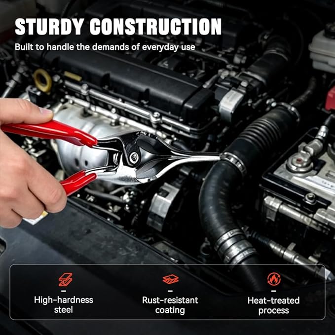 BARTOO 9pcs Hose Clamp Pliers Set, Hose Clamp Removal Tool for Automotive, Flexible Wire Long Reach Swivel Jaw Pliers for Fuel Oil Coolant Radiator Heater and Water Hose
