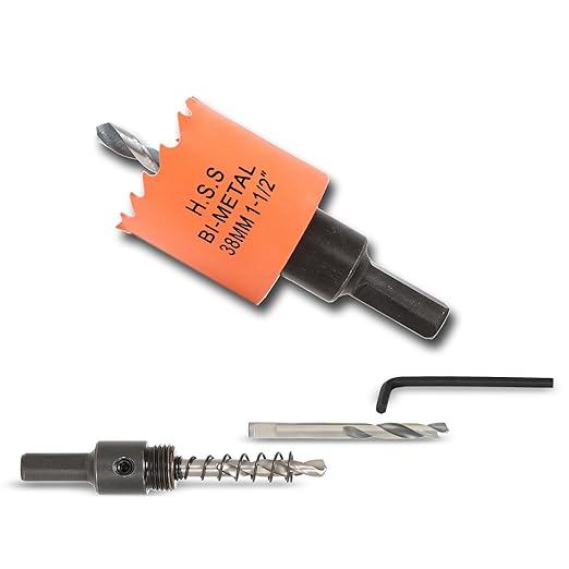 1-1/2 inch Hole Saw with Arbor for Metal Wood Plastic, 1.5 in Bimetal Hole Cutter for Different Project with Smooth and Flat Drilling Edge, Fast Chip Removal