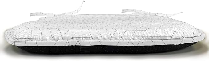 Lunarable Trellis Grey Chair Seating Cushion Set of 8, Polygonal Shapes in a Geometric Grid Continuous Pattern Abstract, Anti-Slip Seat Padding for Kitchen & Patio, 16"x16", Pale Taupe and Grey