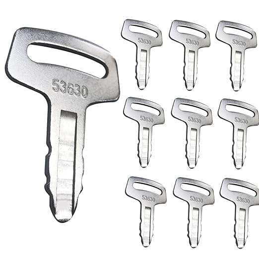 Ignition Keys with Key Chain RC101-53630 for Kubota K008 K008-3 KX91-2 KX101 KX121-2 KX151 KX161-2 KX41H R310 R400B R410 R420 R510 R520 KH101 KH151 KH170 KH35H KH41 KH51 (53630)