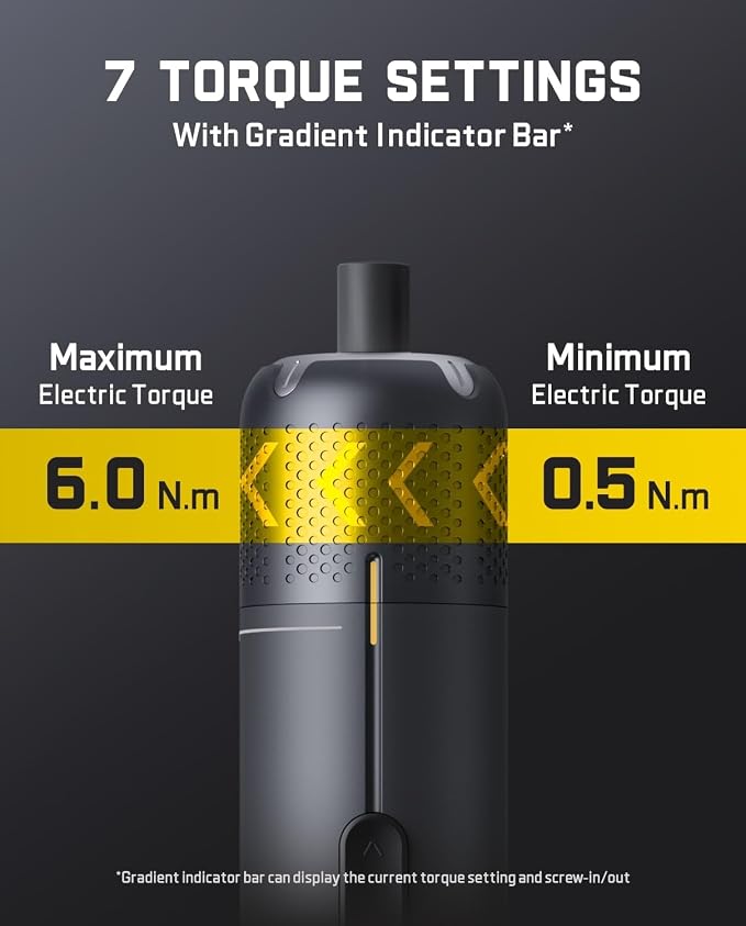 Fanttik S2 Pro Max Electric Screwdriver, Cordless Screwdriver Set, 7 Torque Settings, 0.5 to 6N.m, 16 Magnetic Bits, 1/4''Hex Shank, with Separate 90° Angle Adapter for Tight Space and Household DIY