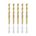 amoolo 15/64 Twist Drill Bit Set, 5Pcs Titanium HSS Hex Shank Impact Drill Bit Set for Metal, Steel, Wood, Plastic, Quick Change Design