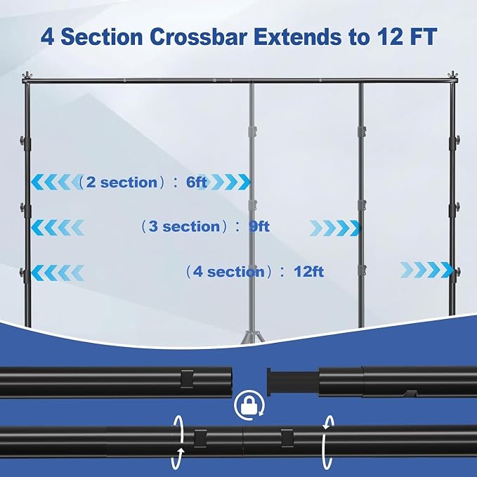 12x10FT(WxH) Heavy Duty Backdrop Stand, Photo Back Drop Stand