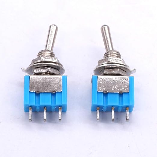 Taiss 10Pcs SPDT Mini Toggle Switch 3 Pin 3 Position ON/Off/ON Miniature Toggle Switches AC 125V/6A Toggle Switch MTS-103