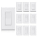 ELEGRP 3 Way Decorator Light Switch, 15Amp, 120-277 Volt, AC Rocker Paddle Wall Switch Replacement, Self-Grounding, Residential Grade, Screwless Wall Plate, UL Listed (10 Pack, Glossy White)