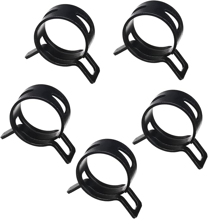 5pcs 0.79" ID Constant Tension Band Hose Clamps, 20mm Spring Band Type Action Hose Clamp Manganese Steel Fuel Line Clamp Low Pressure Air Clip Clamp for Fuel Hose Line Water Pipe Air Tube black