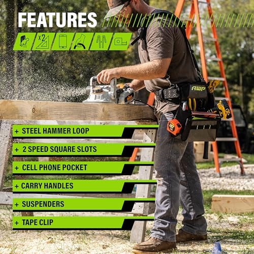 AWP Tool Belt Tool Rig, Durable Premium Utility Belt Organizer for Men & Women, Utility Work, Electrician, Mechanic