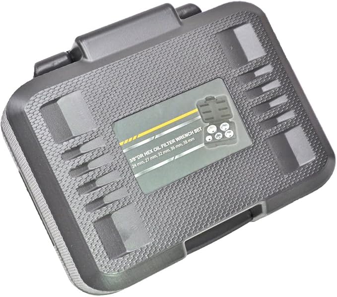 PT Auto Warehouse OFS-2473268MM - Hex Oil Filter Wrench Socket Set 3/8" DR - 24MM, 27MM, 32MM, 36MM and 38MM, 5pcs