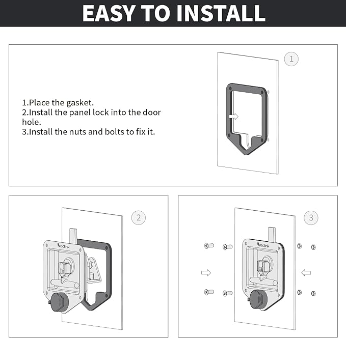 Black T-Handle Truck Tool Box Latch Replacement kit, 4PCS Folding Lock with Keys Truck Box Trailer Door RV Camper Storage Box, 4.9" L x 4.8" W, 4 Pack