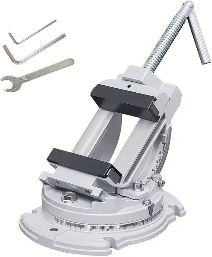 Drill Press Vise, 0–90° Tilt, 360° Swivel Base， 3" Jaws