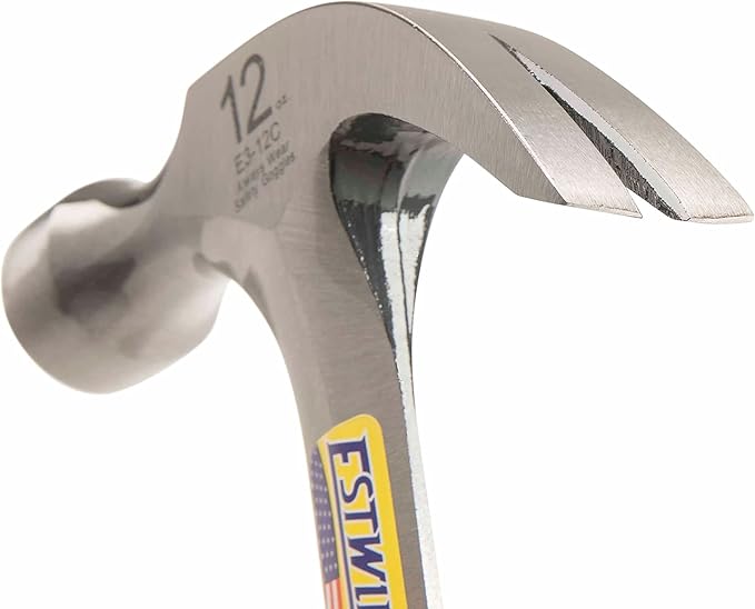 ESTWING Hammer - 12 oz USA Made Curved Claw Hammer with Smooth Face & Shock Reduction Grip - E3-12C