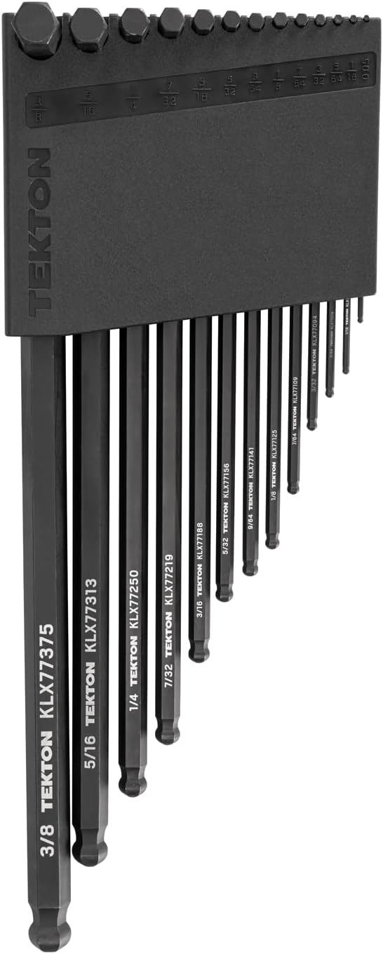 TEKTON Short Arm Ball End Hex L-Key Set, 13-Piece | KLX91112 | (0.050 - 3/8 in.), Manganese Phosphate Finish, Holder