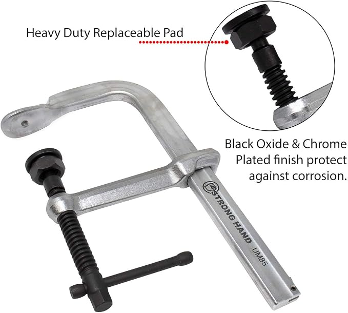 Strong Hand Tools Regular Duty Bar Clamp, Capacity 10-1/2", Clamping Pressure: 2,400 LBS, Throat Depth: 5-1/2″, UM105, Metallic