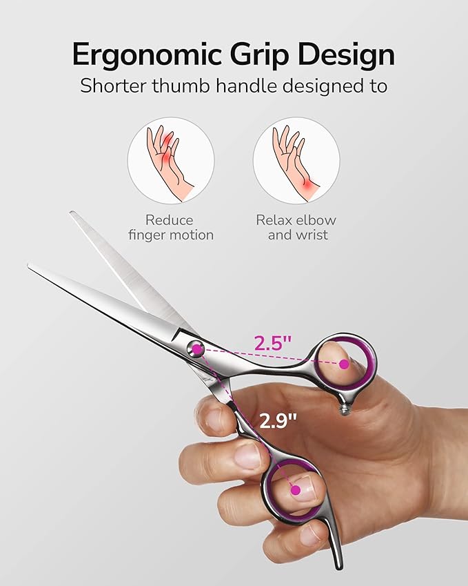 Hair Cutting Scissors, ULG Professional Hair Scissors 6.5 inch Right-Hand Razor Edge Barber Shears Salon Hair Cutting Shears Made of Japanese Stainless Steel, Hand Sharpened Pink