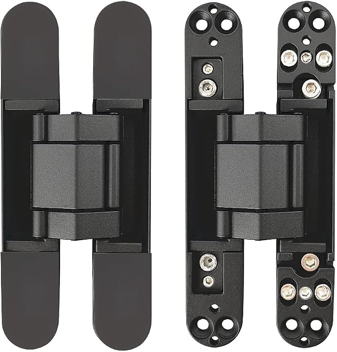 Invisible Hinges Concealed Door Hinge Heavy Duty Hidden Hinge 3-D Adjustable - Black -1 Pair
