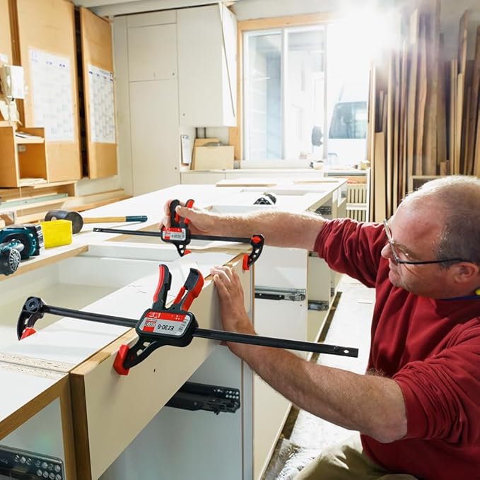 BESSEY EZ30-6 Trigger Style Clamp, 12 inches x 2.36 inches, 445 lb Clamping Force - Fast Acting One Hand Woodworking Clamps for Wood working, Carpentry,Home Improvement, DIY, Construction Projects