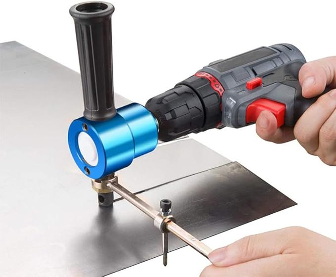 Dicfeos Double Head Metal Sheet Nibbler Cutter with Circle Cutting Accessories, Drill Attachment with Wrench and Parts, Maximum 14 Gauge Steel