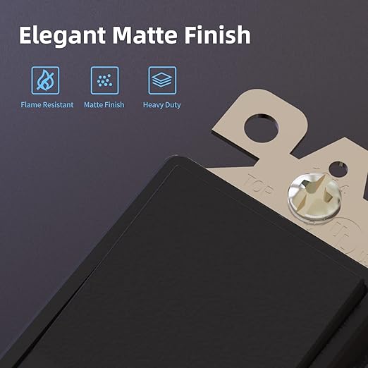 ELEGRP Matte Black 3 Way Decorative Light Switch, 15Amp, 120-277 Volt, AC Decorator Rocker Paddle Wall Switch Replacement, Self-Grounding, Residential and Commercial Grade, UL Listed (5 Pack)