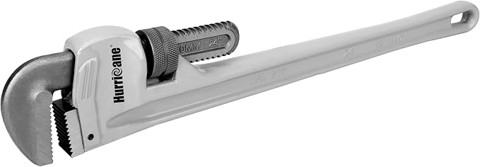 HURRICANE Aluminum Pipe Wrench, 24 Inch | Heavy Duty, Adjustable Plumbing Wrench, Straight Handle, 40% Lighter Weight