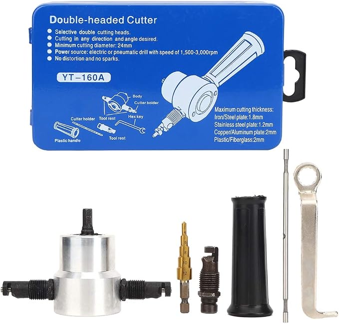 6Pcs Double Head Metal Sheet Nibbler Cutter Hole Saw Drill Attachment Kit