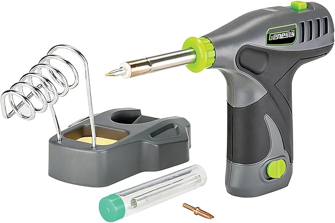 Genesis GL0831CK2 8-Volt Li-Ion 3-Piece Cordless Tool Kit with Screwdriver, Soldering Iron, and Pocket LED Light,Gray