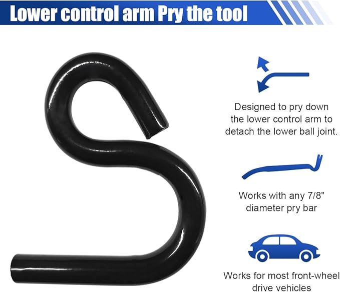 Automotive 6007 Lower Control Arm Prying Tool, Lower Ball Joint Pry Tools Designed for 7/8" Diameter Pry Bar, Specialty Suspension Bushing Tool Vehicle Control Arm Helper Remover (Black)