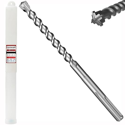 3/4" x 13" SDS Max Cross-Tip Rotary Hammer Drill Bit – Upgraded Heat-Treated Carbide Head, Extended Length 340mm for Longer Working Depth, Concrete Drill Bit for Masonry, Brick & Stone