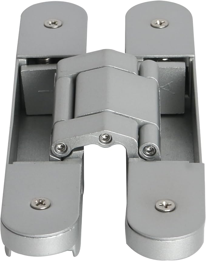 4-Pack 7 inch Silver Hidden Door Hinges,Heavy Duty Zinc Alloy Concealed Hinges, 180 Degree Invisible Hinge, 3 Way Adjustable Butt Hinge