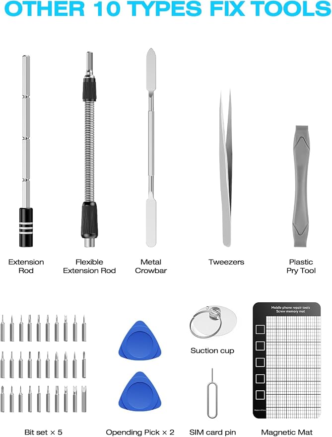 162-in-1 Mini Electric Screwdriver Set, NEZZBE Precision Cordless Power Screwdriver with 150 Magnetic Bits, 4 Torque Settings, Up to 5N.m Manual, LED Light & Portable Repair Kit for Laptop, Watch, PS5