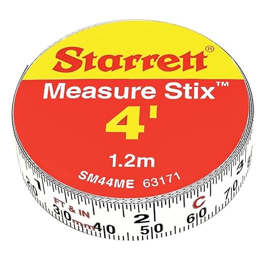Starrett Tape Measure Stix with Adhesive Backing - Mount to Work Bench, Saw and Drafting Table - 1/2" x 4', English Metric, Left-Right Reading - SM44ME
