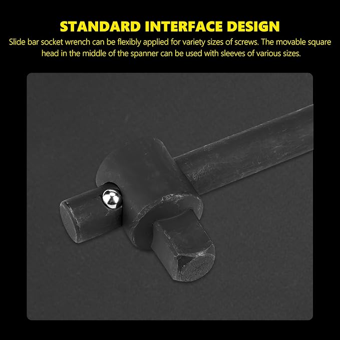 Walfront Sliding Wrench Breaker Bar T Handle Socket Wrench Heavy Duty Steel Ergonomic Design 3/4 Inch 1777g