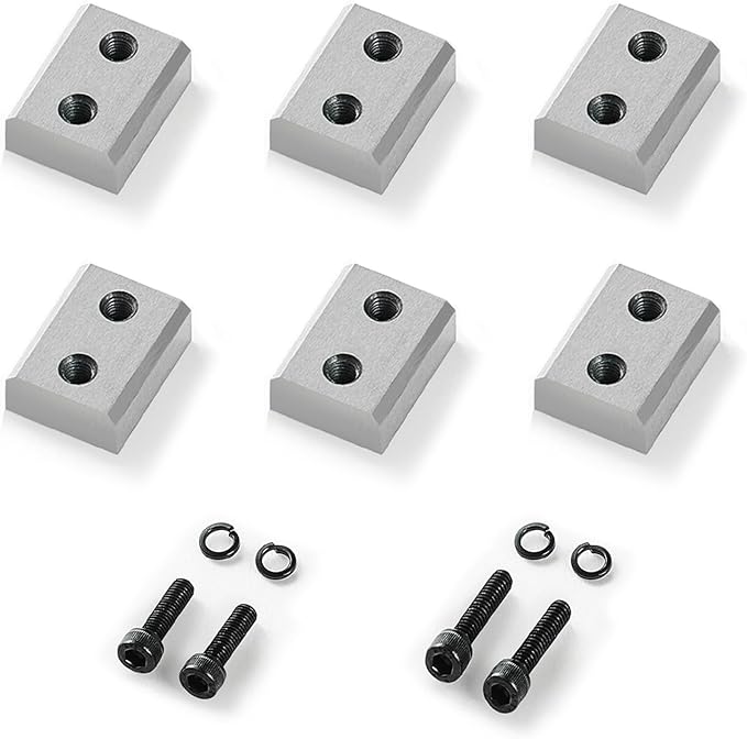 VEVOR Rebar Cutter Replacement Jaw Blades 6 Pcs Silver - Double-sided CR12MOV High-Hardness Steel, for 7/8 Inch 22mm #7 Electric Rebar Cutter, with Screws & Spring Washer
