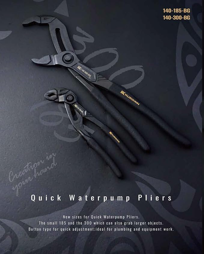 Fujiya Quick Water Pump Pliers, Black Gold, 140-185-BG