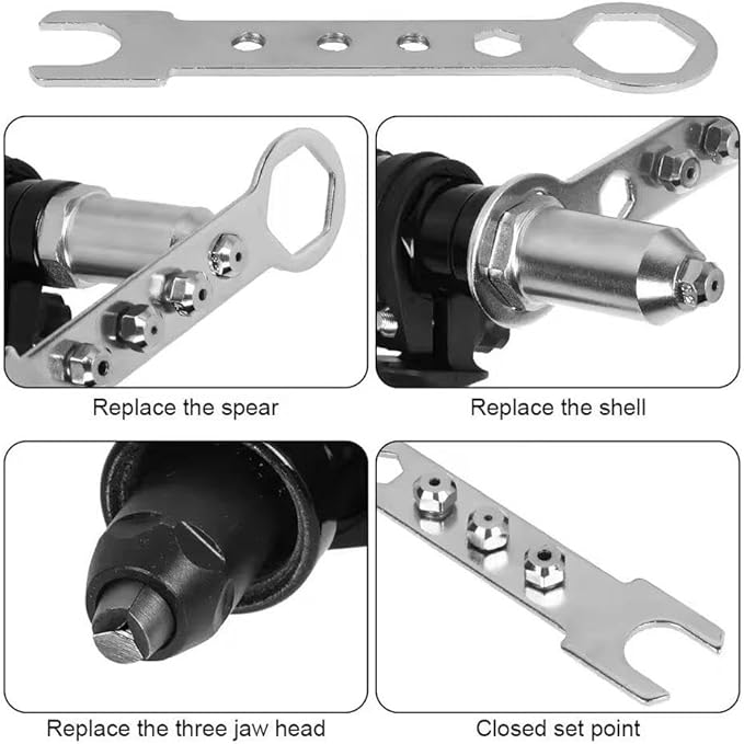 Professional Electric Rivet Gun Adapter Kit,2026 New PopElectric Rivet Gun Adapter Kit,Cordless Electric Drill Riveter Insert Nut Tool,Removable Handle 4 R-ivet Heads for Metal & Aluminum Work