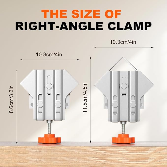 Quick Right Angle Fixing Clip, Multipurpose Stainless Steel 90° Degree Corner Clamp for Woodworking, T-shaped Right Angle Clamping Tool with Adjustable Swing Jaw Right Angle (4pcs-Open Type)