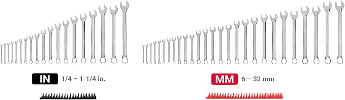 TEKTON Combination Wrench Set, 46-Piece | WCB95303 | (1/4 - 1-1/4 in., 6 - 32 mm), Modular Organizers, Chrome Finish