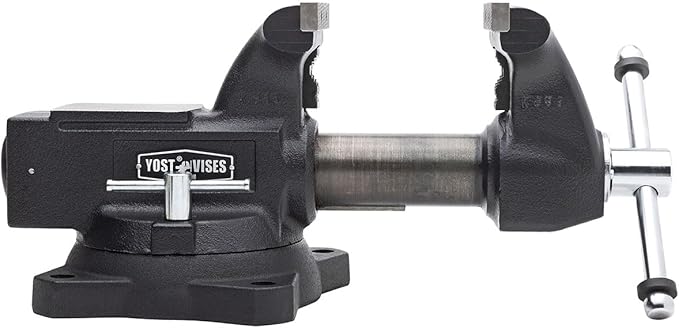Yost HD550-C Heavy Duty 5-1/2 Inch Mechanics Work Bench Vise | Heavy Duty Woodworking & Metal Work Table with Secure Grip Swivel Base | 60,000 PSI Casting Iron Material with Extra-large Anvil Surface