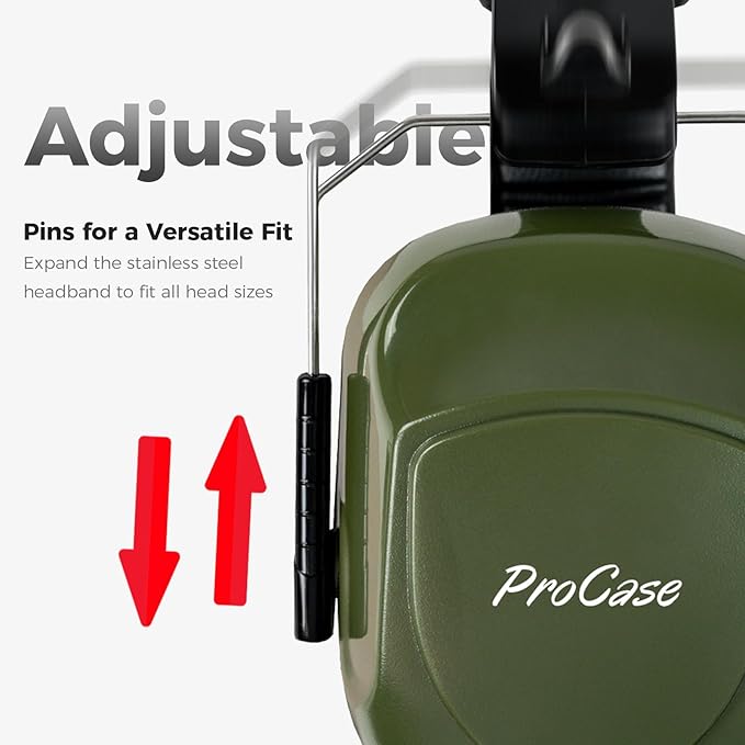 ProCase Noise Reduction Ear Muffs, Sound Proof Ear Protection, NRR 28dB Noise Cancelling Headphones for Adults Kids Autism, Hearing Protection for Mowing -Armygreen