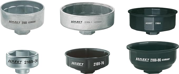 Hazet 2169/6 Oil Filter Spanner | Drive 3/8 inch (10 mm) square hollow, 1/2 inch (12.5 mm) square hollow, output outer profile hexagon, 1370 g